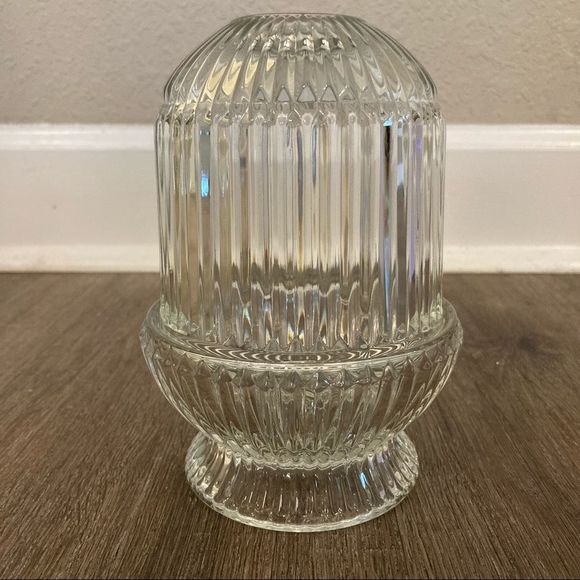 Homco Accents Homco Clear Glass Fairy Lamp Candle Tealight Holder